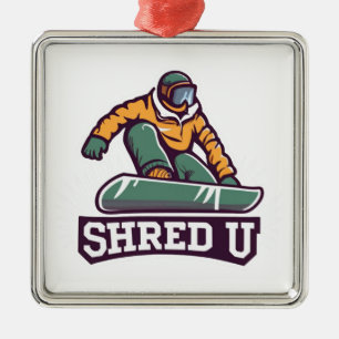 Ornement Carré Argenté Université de shred de snowboard