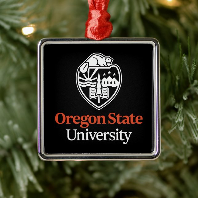 Ornement Carré Argenté Université d'État de l'Oregon (Arbre)