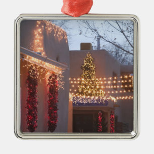 Ornement Carré Argenté USA, Nouveau Mexique, Père Noël Fe : Galerie Canyo