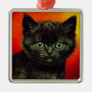 Ornement Carré Argenté Van Gogh Black Kitten
