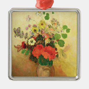 Ornement Carré Argenté Vase de fleurs, c.1908-10 (huile sur la toile)