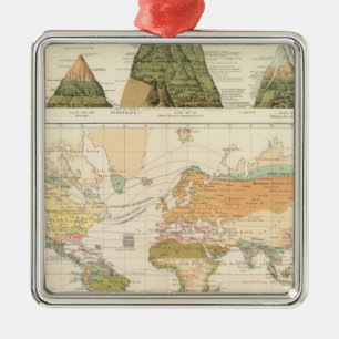 Ornement Carré Argenté Végétation de distribution