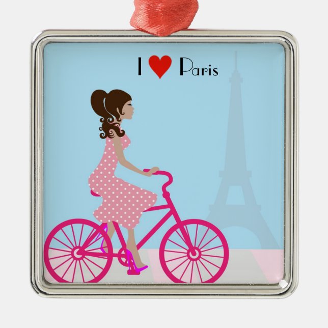 Ornement Carré Argenté Vélo à Paris (Devant)