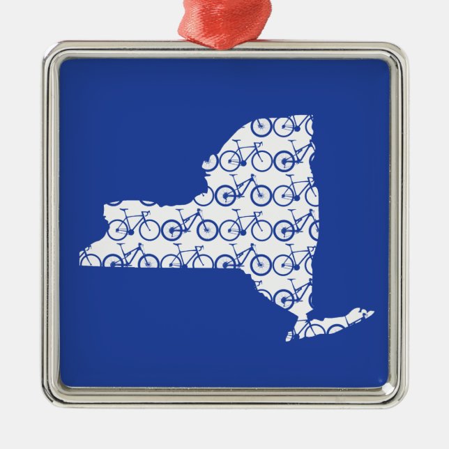 Ornement Carré Argenté Vélo New York (Devant)