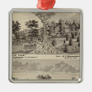 Ornement Carré Argenté Verger de cerise, ferme de Hillside