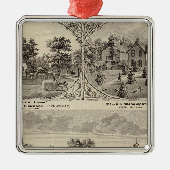 Ornement Carré Argenté Verger de cerise, ferme de Hillside (Devant)