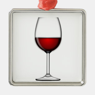ORNEMENT CARRÉ ARGENTÉ VERRE DE VIN ROUGE
