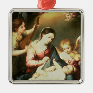 Ornement Carré Argenté Vierge des vêtements s'enveloppants