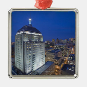 Ornement Carré Argenté Vieux bâtiment de John Hancock avec Boston dans