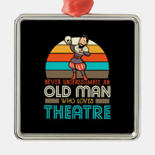 Ornement Carré Argenté Vieux Homme qui aime le théâtre