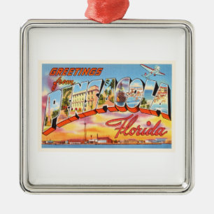 Ornement Carré Argenté Vieux souvenir de Vintage voyage de Pensacola la