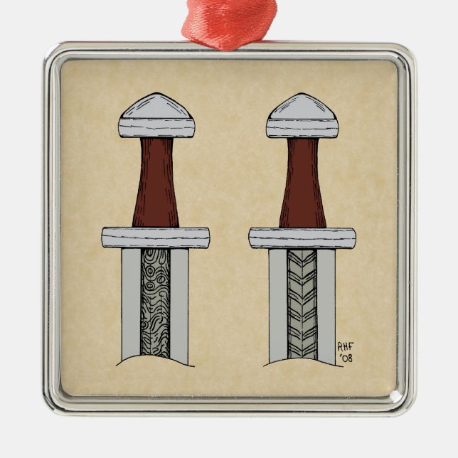 Ornement Carré Argenté Viking Sword Motif Welding (Devant)