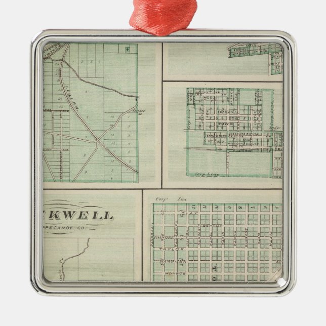 Ornement Carré Argenté Ville de Fowler, Benton Co (Devant)