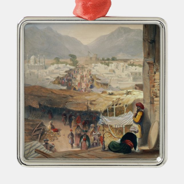 Ornement Carré Argenté Ville de Kandahar, de son bazar principal et de (Devant)