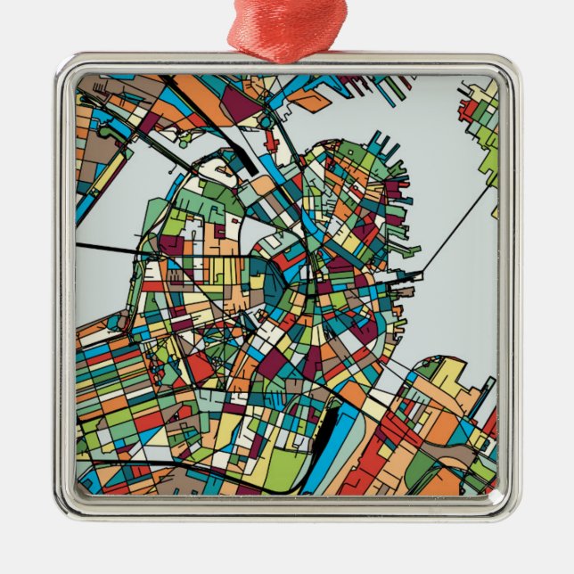 Ornement Carré Argenté Ville Etats-Unis de Boston (Devant)