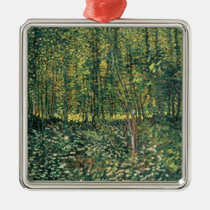 Ornement Carré Argenté Vincent van Gogh   Arbres et sous-bois, 1887