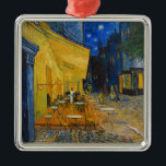Ornement Carré Argenté Vincent van Gogh - Café Terrasse en soirée<br><div class="desc">Café Terrasse sur la Place du Forum à la Nuit - Vincent van Gogh,  1888</div>