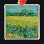 Ornement Carré Argenté Vincent van Gogh - Champ avec Iris près d'Arles<br><div class="desc">Champ avec Irises près d'Arles / Vue d'Arles avec Irises dans l'avant-plan - Vincent van Gogh,  Huile sur toile,  1888</div>