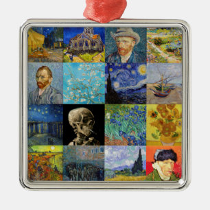 Ornement Carré Argenté Vincent van Gogh - chefs-d'oeuvre Mosaic Patchwork