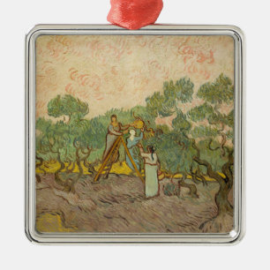 Ornement Carré Argenté Vincent van Gogh - Femmes cueillant des olives