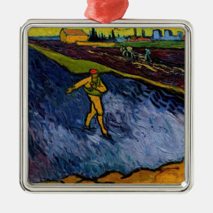 Ornement Carré Argenté Vincent van Gogh - Le Semeur : Banlieue d'Arles