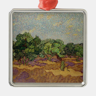 Ornement Carré Argenté Vincent van Gogh - Oliviers