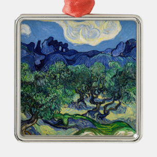 Ornement Carré Argenté Vincent van Gogh - Oliviers avec les Alpilles