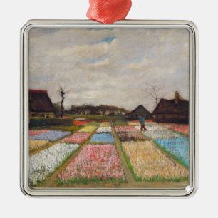 Ornement Carré Argenté Vincent van Gogh - Parterres de fleurs en Hollande