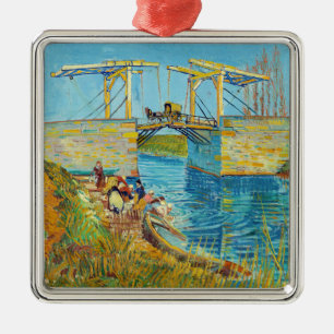 Ornement Carré Argenté Vincent van Gogh - Pont de Langlois à Arles #1