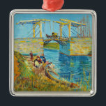 Ornement Carré Argenté Vincent van Gogh - Pont Langlois à Arles #1<br><div class="desc">Le pont des Langlois à Arles avec femmes Laver - Vincent van Gogh,  Huile sur toile,  1888,  Arles</div>