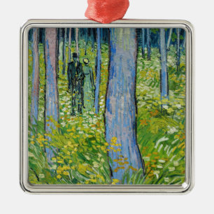 Ornement Carré Argenté Vincent van Gogh - Sous-bois avec deux personnages