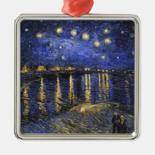 Ornement Carré Argenté Vincent Van Gogh Starry Night Over The Rhone