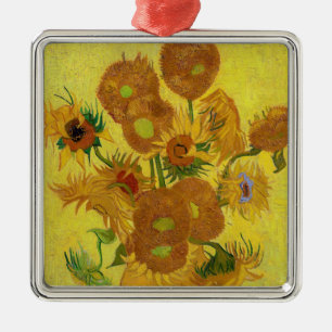 Ornement Carré Argenté Vincent van Gogh - Vase avec quinze tournesols