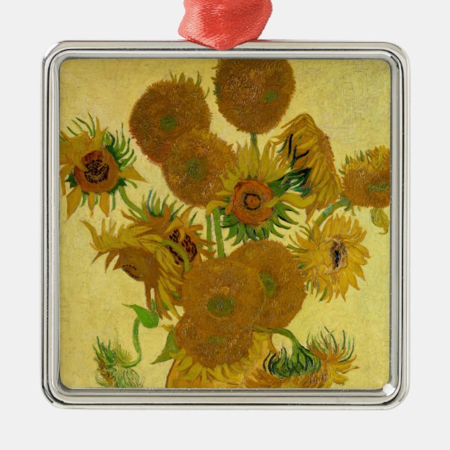 Ornement Carré Argenté Vincent van Gogh - Vase avec quinze tournesols (Devant)