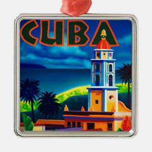 Ornement Carré Argenté Vintage Cuba