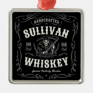 Ornement Carré Argenté Vintage Liqueur AJOUTER NOM Old Grim Reaper Whiske