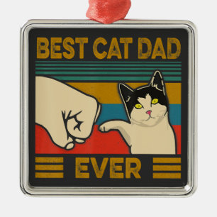Ornement Carré Argenté Vintage Meilleur Chat Papa Jamais Drôle Chat Dadd
