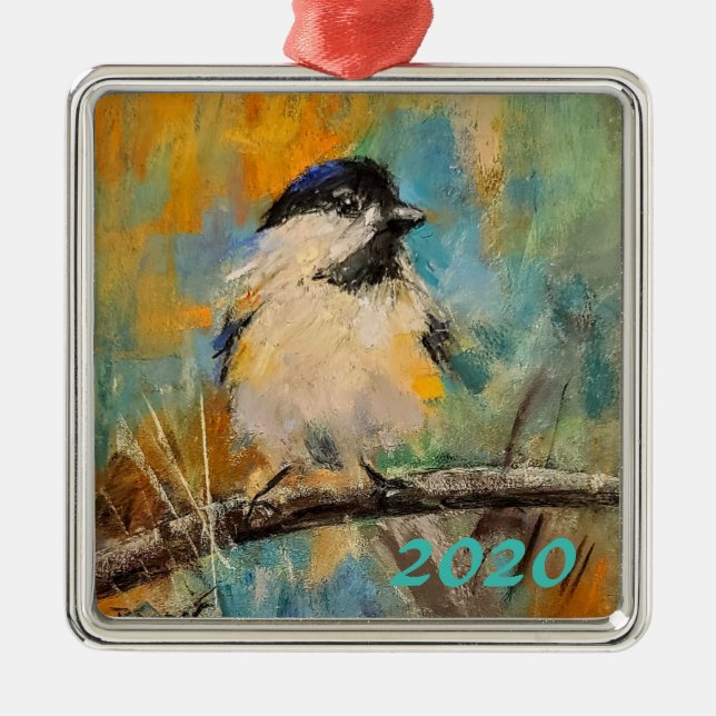 Ornement Carré Argenté Visiteur d'hiver 1 (Devant)