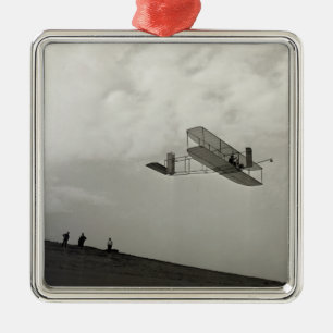 Ornement Carré Argenté Vol Aviation De Test De Planeur Frères Wright