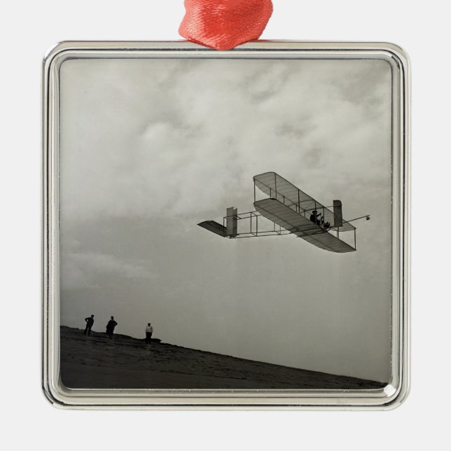 Ornement Carré Argenté Vol Aviation De Test De Planeur Frères Wright (Devant)