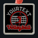 Ornement Carré Argenté Volleyball AJOUTER LE NOM Spike Ball Attaque Équip<br><div class="desc">Volleyball AJOUTER NOM Spike Ball Attack Team Sports Athlete design - Personnaliser avec votre nom ou texte personnalisé!</div>