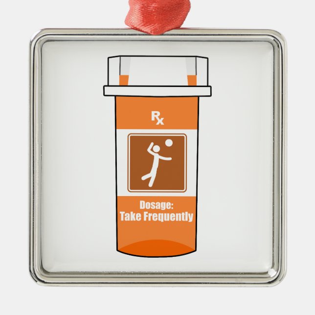 Ornement Carré Argenté Volleyball Is My Drug (Devant)