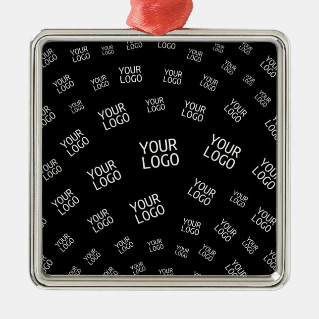 Ornement Carré Argenté Votre logo de conception, de photo ou d'entreprise (Devant)