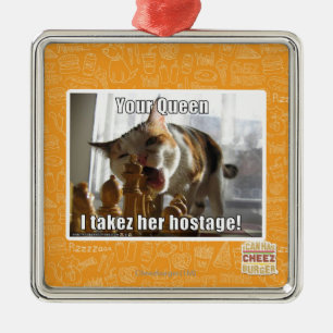 Ornement Carré Argenté Votre Reine, je l'ai prise en otage