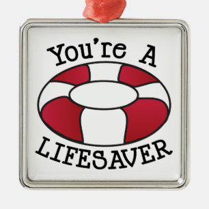 Ornement Carré Argenté Vous êtes un sauveteur