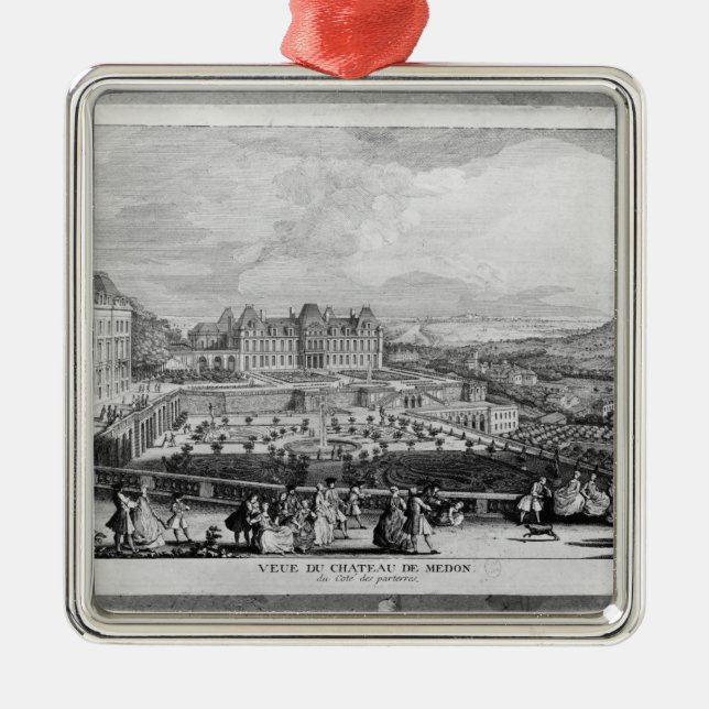 Ornement Carré Argenté Vue de Chateau de Meudon (Devant)