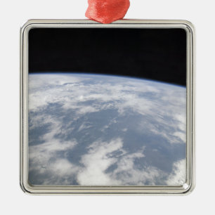 Ornement Carré Argenté Vue de la planète Terre depuis l'espace