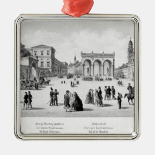 Ornement Carré Argenté Vue de Munich, 1869