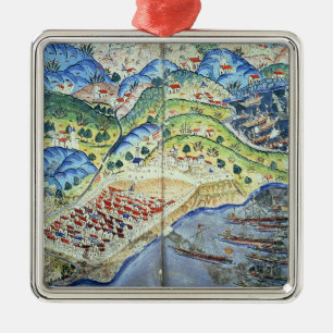 Ornement Carré Argenté Vue de Nice, du 'Suleymanname