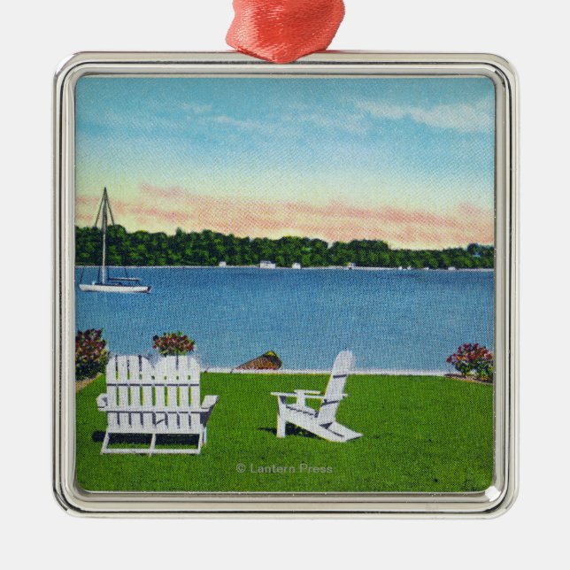 Ornement Carré Argenté Vue du lac (Devant)